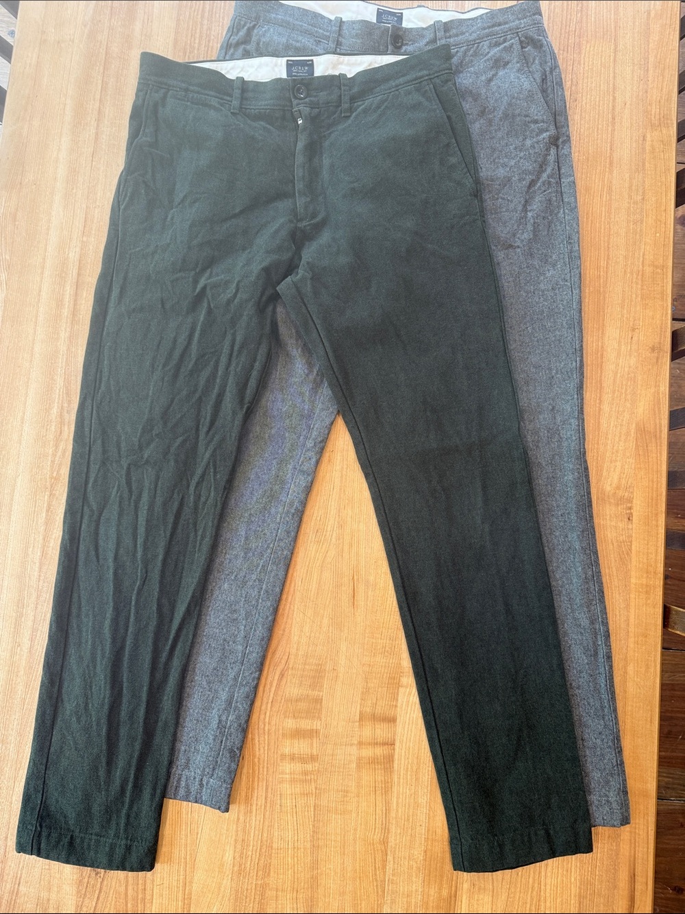 Jcrew Men's Dark Green and Grey Pants - two pairs